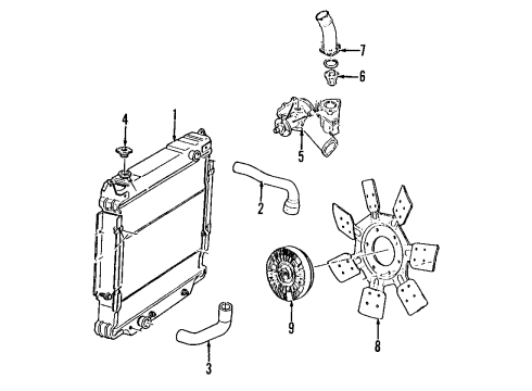 1996 Ford F-250 Cooling System, Radiator, Water Pump, Cooling Fan Diagram