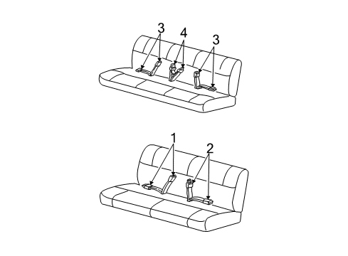 2002 Ford E-150 Econoline Rear Seat Belts Diagram 1 - Thumbnail