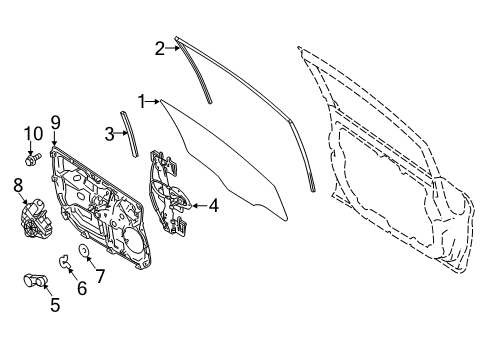 2019 Ford Fiesta Front Door - Glass & Hardware Diagram