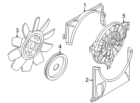 2003 Lincoln Aviator Cooling System, Radiator, Water Pump, Cooling Fan Diagram 1 - Thumbnail