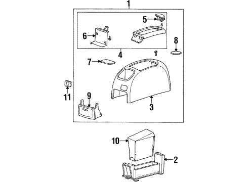 2001 Ford Windstar Console Assembly Diagram for 1F2Z-16045A36-CAB