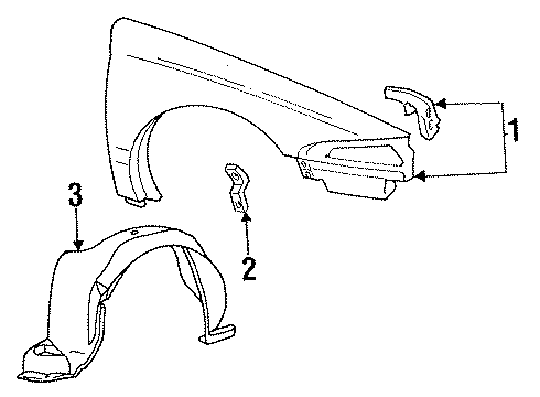 1998 Lincoln Mark VIII Fender, Front Passenger Side Diagram for F7LZ16005AA