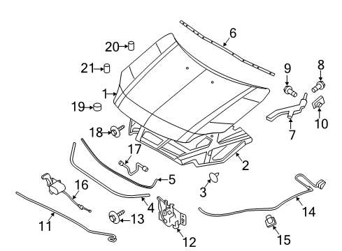 2012 Lincoln MKZ Hood & Components, Body Diagram 2 - Thumbnail