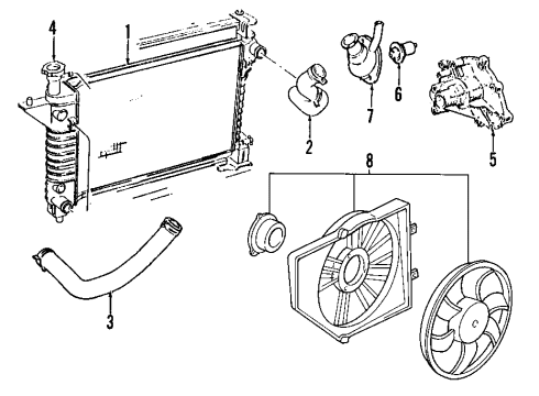 2008 Ford Mustang Cooling System, Radiator, Water Pump, Cooling Fan Diagram 4 - Thumbnail