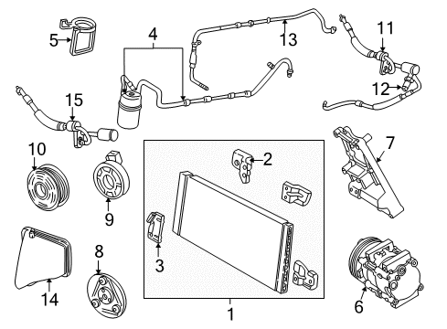 2004 Ford Taurus A/C Condenser, Compressor & Lines Diagram 1 - Thumbnail