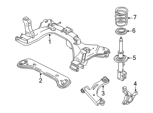 2007 Mercury Mariner Front Suspension, Control Arm, Stabilizer Bar Diagram 1 - Thumbnail