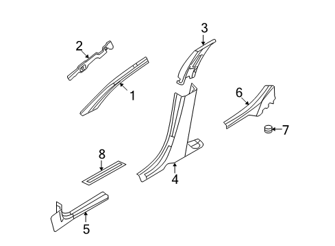 2006 Lincoln Zephyr Interior Trim - Pillars, Rocker & Floor Diagram