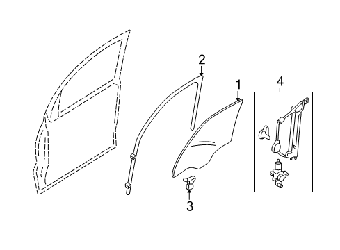2008 Mercury Mariner Front Door - Glass & Hardware Diagram 1 - Thumbnail