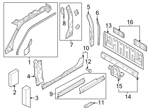 2023 Ford F-350 Super Duty Back Panel, Hinge Pillar Diagram 3 - Thumbnail