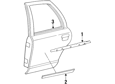 1998 Ford Crown Victoria Exterior Trim - Rear Door Diagram
