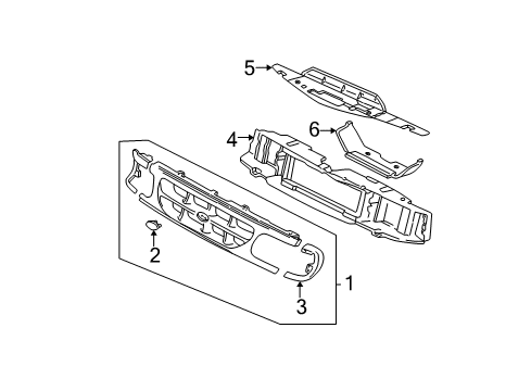 1997 Ford Explorer Front Panel Bracket, Center Diagram for F5TZ-8B455-A