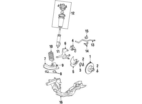 1985 Ford LTD Hub & Rotor, Front Diagram for YW7Z-1V102-AA