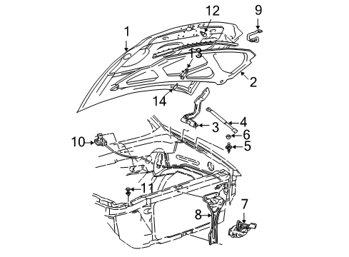 2005 Ford Expedition Hood & Components Diagram