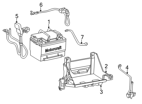 2002 Ford Thunderbird Battery Tray Diagram for XW4Z-10732-AA