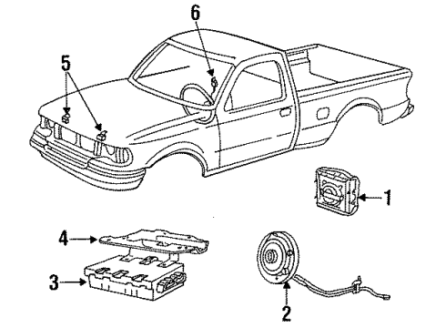 1995 Ford F-350 Front Sensor, Driver Side Diagram for F5TZ-14B004-B