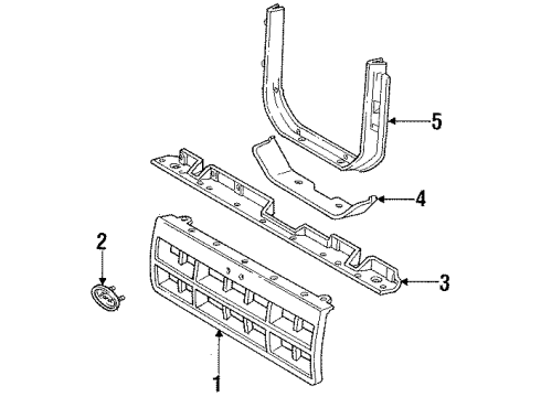 1989 Ford Ranger Grille & Components Diagram 1 - Thumbnail
