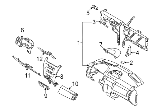 2008 Ford Focus Knee Bolster, Black Diagram for 8S4Z-5404459-AB