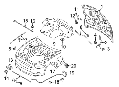 2020 Ford Mustang Hood & Components, Body Diagram 3 - Thumbnail