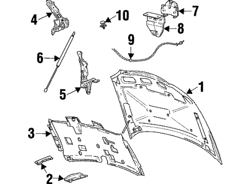 1998 Mercury Sable Hood Diagram for F6DZ16612B