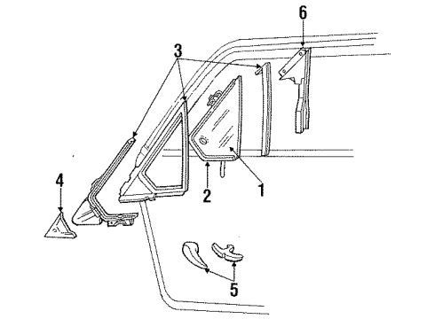 1987 Mercury Lynx Front Door Glass & Hardware Diagram