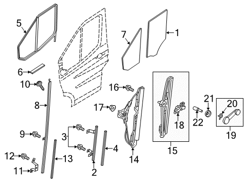 2017 Ford Transit-150 Front Door - Glass & Hardware Diagram