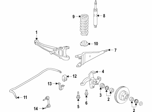 2021 Ford E-350 Super Duty Front Suspension Components, Stabilizer Bar Diagram