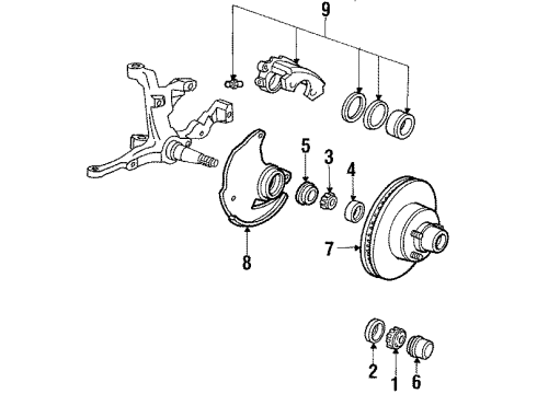 1991 Ford LTD Crown Victoria Caliper, Passenger Side Diagram for F2AZ-2B120-A