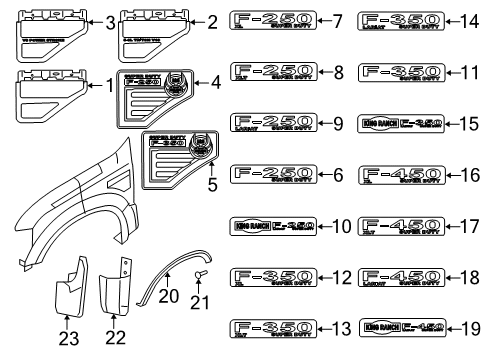 2009 Ford F-250 Super Duty Exterior Trim - Fender Diagram