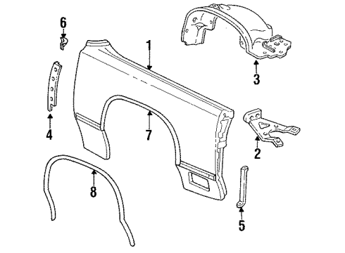1986 Lincoln Continental Fender Brace, Passenger Side Diagram for E1TZ-10756-C