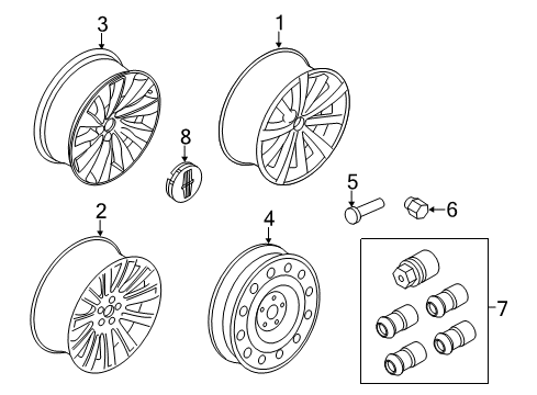 2011 Lincoln MKS Wheels, Caps & Covers Diagram 2 - Thumbnail