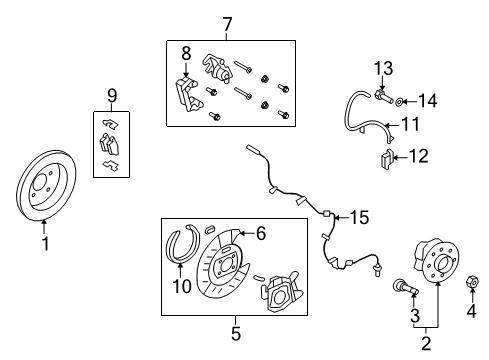 2008 Lincoln MKX Brake Components, Brakes Diagram 3 - Thumbnail