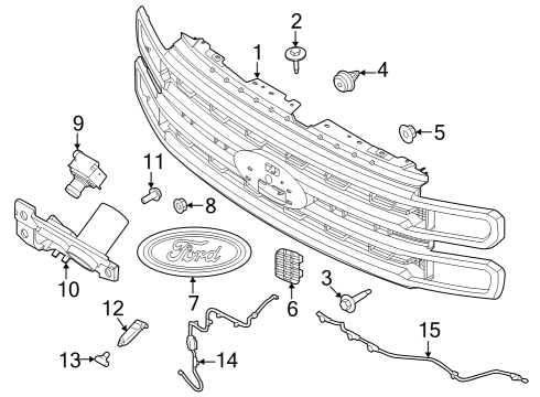 2023 Ford F-350 Super Duty Grille & Components Diagram 3 - Thumbnail