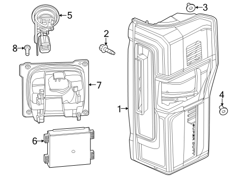 2023 Ford F-250 Super Duty Tail Lamps Diagram 1 - Thumbnail