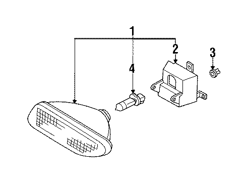 1999 Ford Escort Fog Lamp Assembly, Passenger Side Diagram for F8CZ-15200-AA