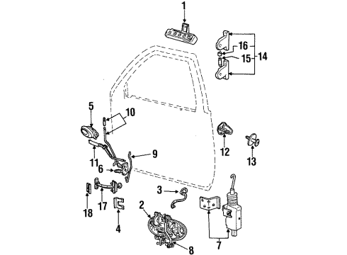 1999 Mercury Sable Front Door - Lock & Hardware Diagram