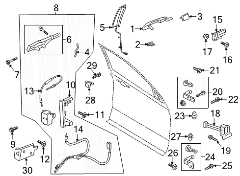 2019 Ford Expedition Front Door - Lock & Hardware Diagram