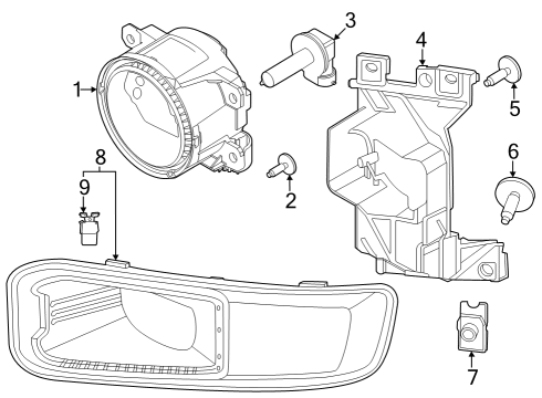 2023 Ford F-250 Super Duty Fog Lamps Diagram 1 - Thumbnail