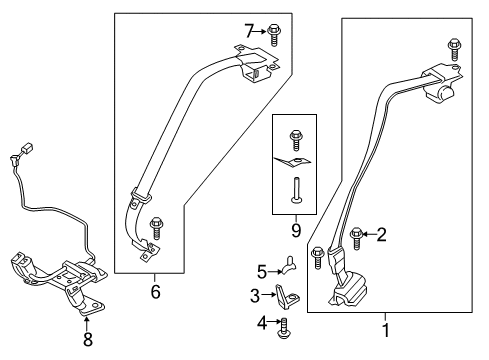 2019 Lincoln Continental Lap & Shoulder Belt, Blue, Driver Side Diagram for GD9Z-54611B09-CF