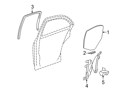 2008 Mercury Sable Rear Door - Glass & Hardware Diagram
