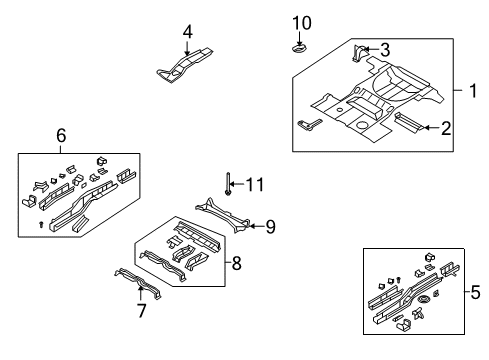 2009 Lincoln MKX Rear Floor & Rails Diagram