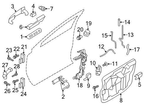 2012 Lincoln MKX Front Door - Lock & Hardware Diagram