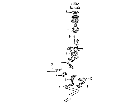 1992 Ford Taurus Front Suspension Components, Lower Control Arm, Stabilizer Bar Diagram