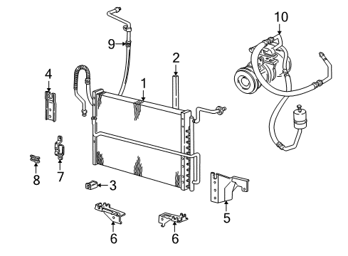 1992 Ford E-150 Econoline A/C Condenser, Compressor & Lines Diagram