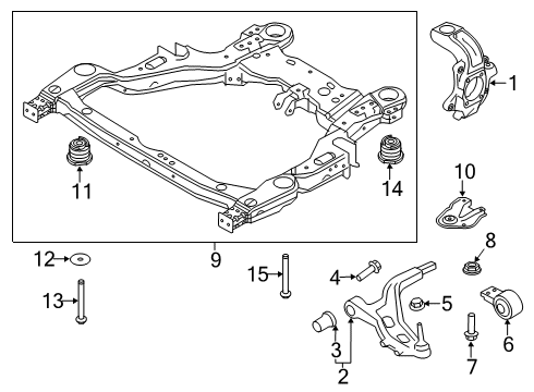2015 Ford Police Interceptor Sedan Front Suspension Components, Lower Control Arm, Stabilizer Bar Diagram