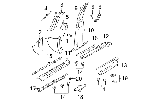 2005 Ford Expedition Interior Trim - Pillars, Rocker & Floor Diagram