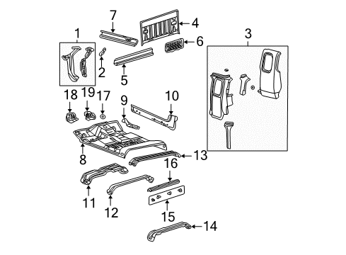 2006 Ford F-250 Super Duty Back Panel, Floor, Hinge Pillar, Rocker Panel Diagram