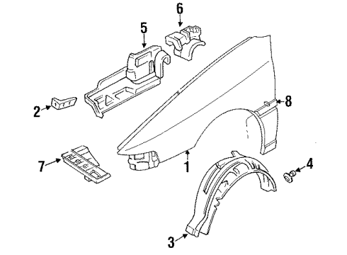 1995 Ford Escort Fender Liner, Front Driver Side Diagram for F3CZ16103A