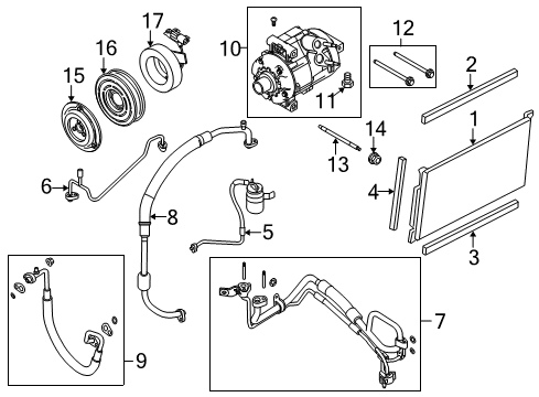 2009 Ford Taurus X A/C Condenser, Compressor & Lines Diagram