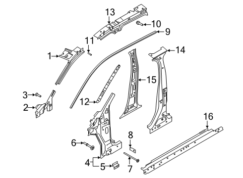 2021 Lincoln Corsair Center Pillar & Rocker, Hinge Pillar Diagram