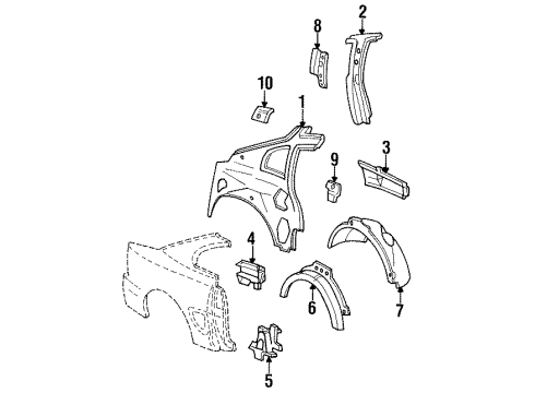 1994 Ford Mustang Panel Reinforcement Bracket, Rear Driver Side Diagram for F4ZZ-76103B77-A